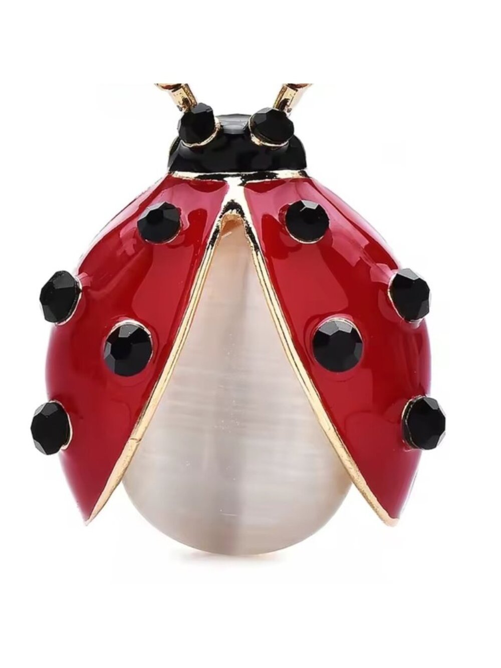 Ladybug Red Gold Brooch - Picture 3 of 5